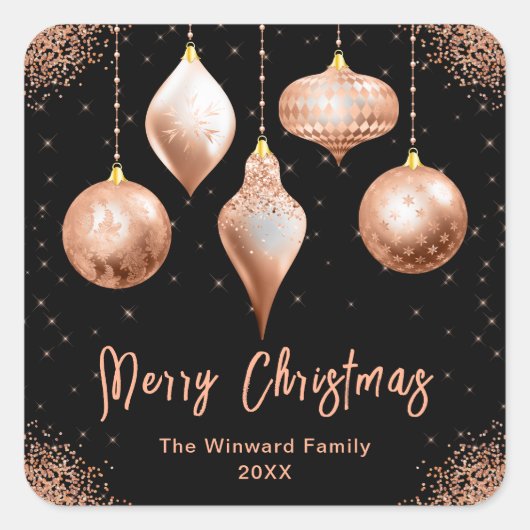 Sticker Carré Classic Rose Gold Ornament Christmas (Devant)