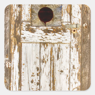 Sticker Carré Classic Rustic Rural Worn Vieux Porte de la grange