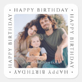 Sticker Carré Classic Simple Happy Birthday Family Photo (Devant)