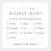 Sticker Carré Classic Typography Food Allergy Alert (Devant)