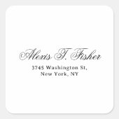 Sticker Carré Classical Handwriting Plain Simple White (Devant)