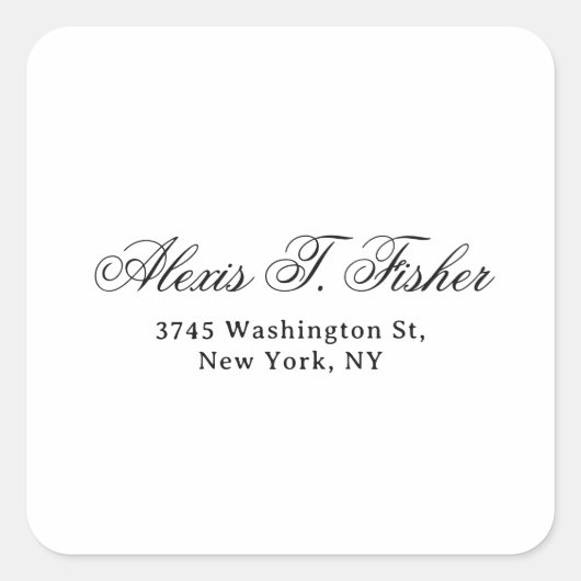 Sticker Carré Classical Handwriting Plain Simple White (Devant)