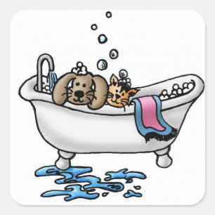Sticker Carré classique/Bain pour animaux