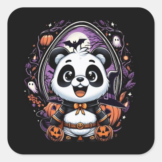 Sticker Carré classique Halloween Panda (Devant)