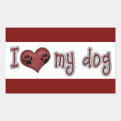 Sticker Carré classique/J'aime mon chien (Devant)