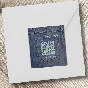 Sticker Carré classique Kansas Dog in Jean Pocket