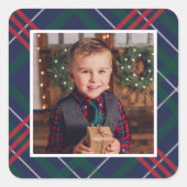 Sticker Carré Classique Photo de vacances à carreaux Rouge Vert  (Devant)