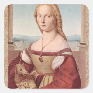 Sticker Carré Classique Raphael Lady et Unicorn