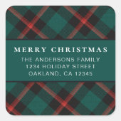 Sticker Carré Classique Simple Minimaliste Vert Joyeux Noël (Devant)