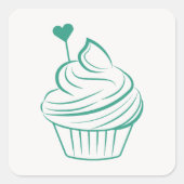 Sticker Carré Classique Simple Moderne Cupcake (Devant)