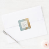 Sticker Carré Classy Artistic Blue Gold Paint Texture Logo (Enveloppe)