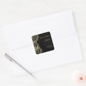 Sticker Carré Classy Gold & Black Damask 40e anniversaire (Enveloppe)