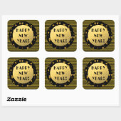 Sticker Carré Classy Gold et Black Bonne Année! (Feuille)