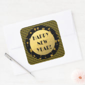 Sticker Carré Classy Gold et Black Bonne Année! (Enveloppe)