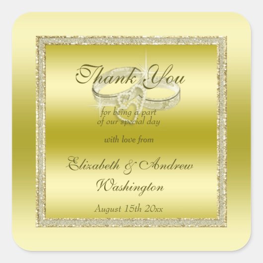 Sticker Carré Classy Gold Parties scintillant & Cercles Mariages (Devant)
