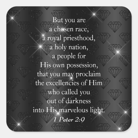 Sticker Carré Classy Royal Prêtrise Bible Verse (Devant)