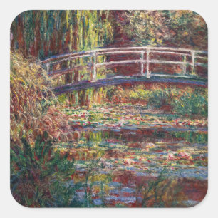 Sticker Carré Claude Monet - Bassin aux nymphéas, harmonie rose