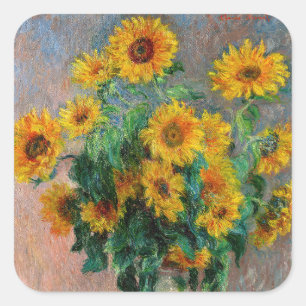 Sticker Carré Claude Monet - Bouquet de tournesols
