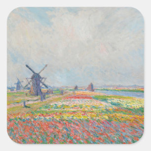 Sticker Carré Claude Monet - Champs de tulipes près de La Haye