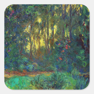 Sticker Carré Claude Monet - Coin d'étang avec des nénuphars