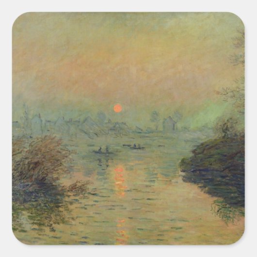 Sticker Carré Claude Monet | Coucher de soleil sur la Seine (Devant)