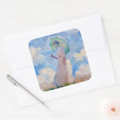 Sticker Carré Claude Monet - Femme avec Parasol face à gauche (Enveloppe)