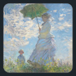 Sticker Carré Claude Monet | Femme avec un parasol<br><div class="desc">Femme avec un parasol - Madame Monet et son fils,  1875 (huile sur toile)| par Claude Monet | Lieu de l'art : National Gallery of Art Washington DC| Artiste français | Numéro de collection d'images : XOS741899</div>