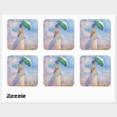 Sticker Carré Claude Monet - Femme avec un parasol face à droite (Feuille)