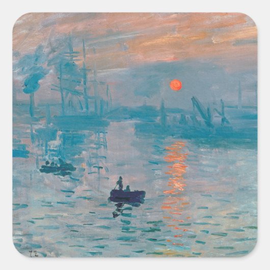Sticker Carré Claude Monet Impression Sunrise Français (Devant)