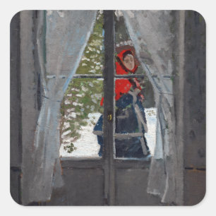 Sticker Carré Claude Monet Le Kerchief rouge