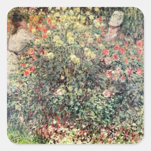 Sticker Carré Claude Monet | Les femmes dans les fleurs, 1875 (Devant)