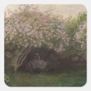 Sticker Carré Claude Monet   Lilacs, Gris Météo, 1872