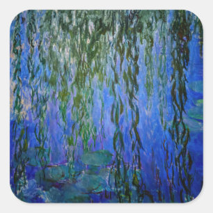Sticker Carré Claude Monet - Nymphéas avec saule pleureur
