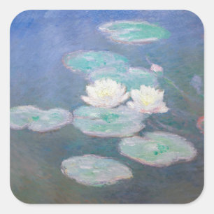 Sticker Carré Claude Monet - Nymphéas, Effet du soir