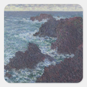 Sticker Carré Claude Monet Rochers à Belle-Ile, la côte sauvag
