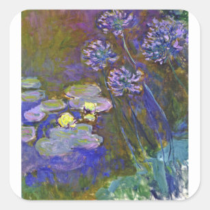 Sticker Carré Claude Monet Water Lilies Agapanthus