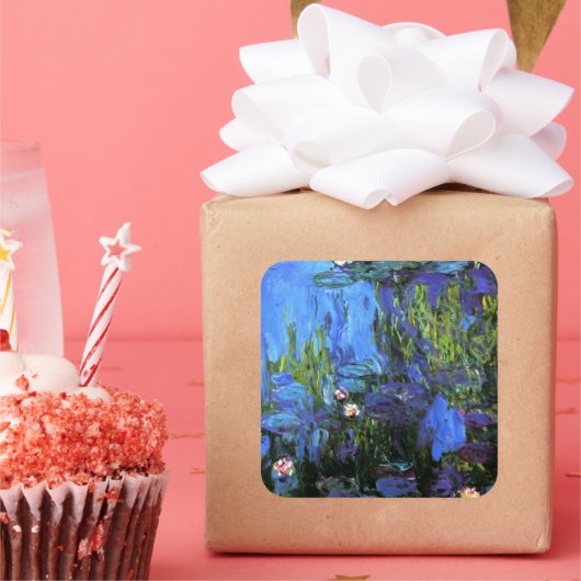 Sticker Carré Claude Monet : Water-Lilies, indigo bleu (Fête)