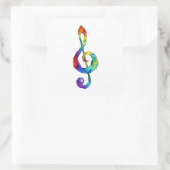 Sticker Carré Clé de musique arc-en-ciel (Sac)