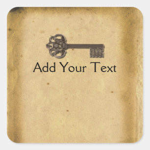 Sticker Carré Clé de squelette antique