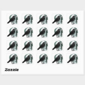 Sticker Carré Clé de squelette du crâne corbeau (Feuille)