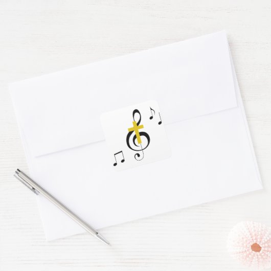 Sticker Carré Clé et croix (Enveloppe)