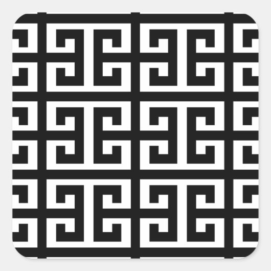 Sticker Carré clé noire blanche grecque (Devant)