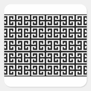 Sticker Carré clé noire blanche grecque