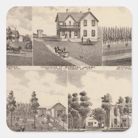 Sticker Carré Clear Lake, Waseca, Minnesota (Devant)