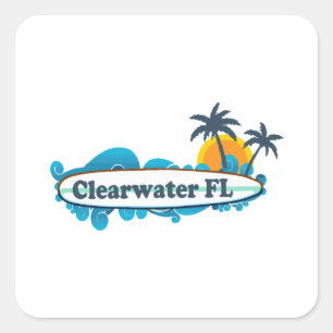 Sticker Carré Clearwater Florida - Design Surf.