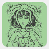 STICKER CARRÉ CLEOPATRA OCTOPUS MERMAID, IMAGINAIRE GOTH SIREN (Devant)