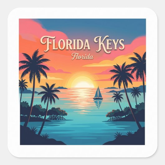Sticker Carré Clés de Floride Key West (Devant)