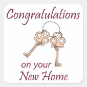 Sticker Carré Clés pour la nouvelle maison (Devant)