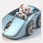 Sticker Carré Click and Vroom : Puppy Driver Edition (Devant)