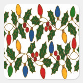 Sticker Carré Cloisonne Art Christmas Lights and Holly (Devant)